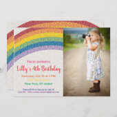 Invitation Parties scintillant Rainbow Party, photo d'anniver (Devant / Derrière)