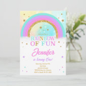 Invitation Parties scintillant Rainbow Stars Anniversaire Inv (Debout devant)