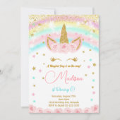 Invitation Parties scintillant Rainbow Unicorn Anniversaire d (Devant)