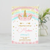 Invitation Parties scintillant Rainbow Unicorn Anniversaire d (Debout devant)
