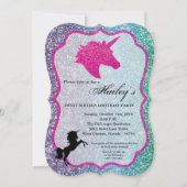 Invitation Parties scintillant Rainbow Unicorn Sweet 16 Anniv (Devant)