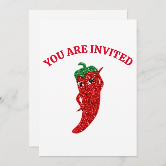Invitation Parties scintillant Red Hot Pepper Diva (Devant / Derrière)