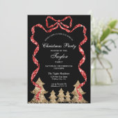 Invitation Parties scintillant Red Ribbon Wreath Noël Diner f (Debout devant)