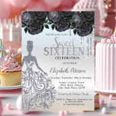 Invitation Parties scintillant, Robe Black Roses Sweet 16 Inv