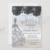 Invitation Parties scintillant, Robe Black Roses Sweet 16 Inv (Devant)