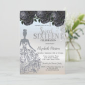 Invitation Parties scintillant, Robe Black Roses Sweet 16 Inv (Debout devant)
