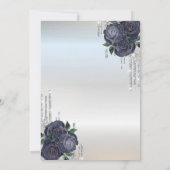 Invitation Parties scintillant, Robe Bleue Foncé Roses Doux 1 (Dos)