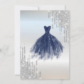 Invitation Parties scintillant, Robe Bleue Marine, Eiffel Qui (Dos)