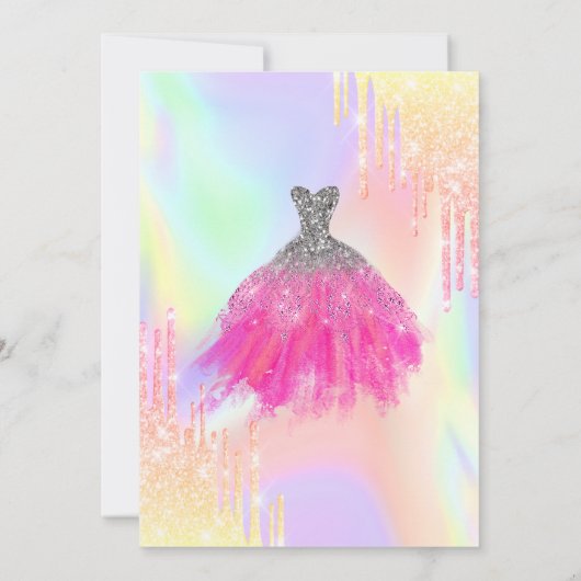 Invitation Parties scintillant, Robe Chic Holographique Sweet (Dos)