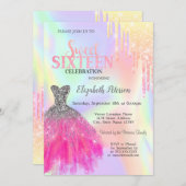 Invitation Parties scintillant, Robe Chic Holographique Sweet (Devant / Derrière)