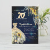 Invitation Parties scintillant, Robe, Fleurs de soleil Bleu 7 (Debout devant)