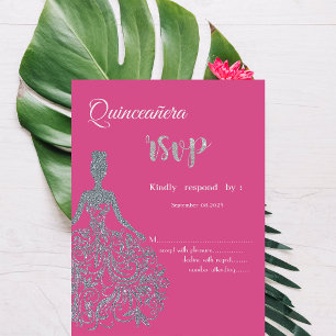 Invitation Parties scintillant Robe Fuschia Quinceanera RSVP