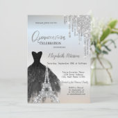 Invitation Parties scintillant, Robe Noire, Eiffel Quinceañer (Debout devant)