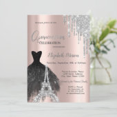 Invitation Parties scintillant, Robe Noire, Tour Eiffel Quinc (Debout devant)