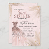 Invitation Parties scintillant, Robe, Pampas, Doux rose 16 (Devant / Derrière)