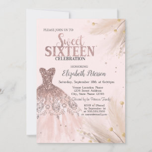 Invitation Parties scintillant, Robe, Pampas, Doux rose 16