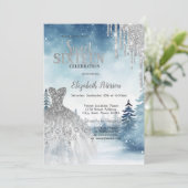 Invitation Parties scintillant, Robe paysage hivernal doux 16 (Debout devant)