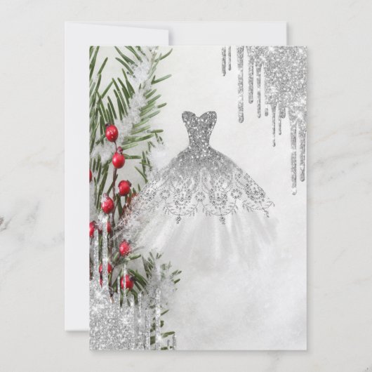 Invitation Parties scintillant, Robe Pine Arbre Douce à neige (Dos)