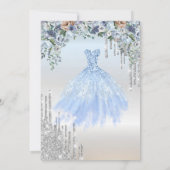 Invitation Parties scintillant, Robe, Tour Eiffel Fleurs Bleu (Dos)