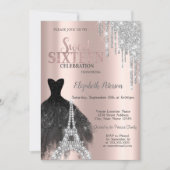 Invitation Parties scintillant, Robe, Tour Eiffel Sweet 16 (Devant)
