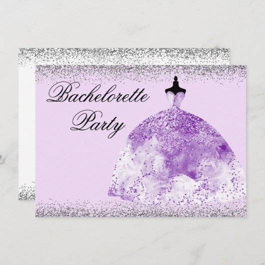 Invitation Parties scintillant Robe violette  Bachelorette in (Devant / Derrière)