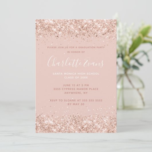Invitation Parties scintillant rose (Debout devant)