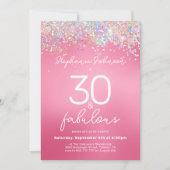 Invitation Parties scintillant rose 30 et Fabulous 30th Birth (Devant)