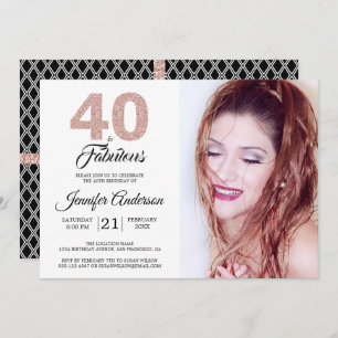 Invitation Parties scintillant rose 40 et fabuleuse photo du 