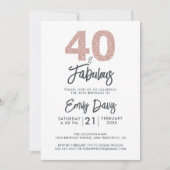 Invitation Parties scintillant rose 40 et fabuleux | 40e fête (Devant)