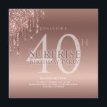 Invitation Parties scintillant rose 40e Anniversaire surprise<br><div class="desc">Il est temps de célébrer et cette invitation fera avancer votre fête dans la bonne direction. Ce design présente une parties scintillant à goutte rose et une typographie personnalisée. Beaucoup d'étincelle !</div>