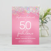 Invitation Parties scintillant rose 50 et Fabulous 50th Birth (Debout devant)