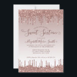 Invitation Parties scintillant rose à goutte d'or Glam Sweet<br><div class="desc">Parties scintillant rose à goutte d'or étincelante glam Sweet 16 Sweet 16e anniversaire Invitation</div>
