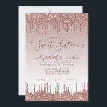 Invitation Parties scintillant rose à goutte d'or Glam Sweet<br><div class="desc">Parties scintillant rose à goutte d'or étincelante glam Sweet 16 Sweet 16e anniversaire Invitation</div>