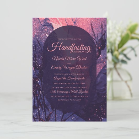 Invitation Parties scintillant rose Alternative Gothique Luxe (Debout devant)