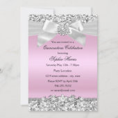 Invitation Parties scintillant rose argent Bijou Bow Quincean (Devant)