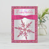 Invitation Parties scintillant rose, argent Flocon de neige Q (Debout devant)