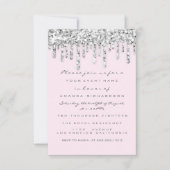 Invitation Parties scintillant rose argent gris effet gouttes (Devant)