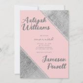 Invitation Parties scintillant rose argent script calligraphi (Devant)