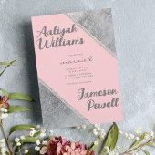 Invitation Parties scintillant rose argent script calligraphi