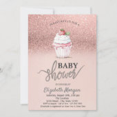 Invitation Parties scintillant Rose Baby shower d'or de frais (Devant)