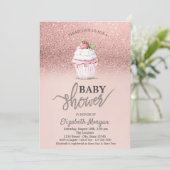 Invitation Parties scintillant Rose Baby shower d'or de frais (Debout devant)