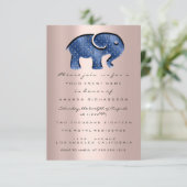Invitation Parties scintillant  Rose Baby shower Elephant Mar (Debout devant)