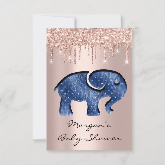 Invitation Parties scintillant  Rose Baby shower Elephant Mar (Dos)