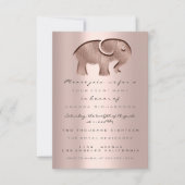 Invitation Parties scintillant  Rose Baby shower Elephant Nou (Devant)