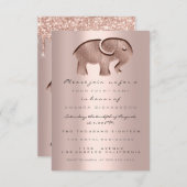 Invitation Parties scintillant  Rose Baby shower Elephant Nou (Devant / Derrière)