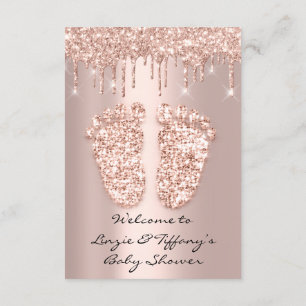 Invitation Parties scintillant  Rose Baby shower pieds fille 