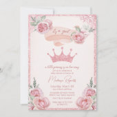 Invitation Parties scintillant rose Baby shower Tiara Princes (Devant)