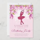 Invitation Parties scintillant rose Ballerina Anniversaire (Devant)