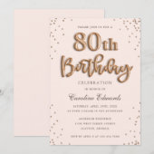 Invitation Parties scintillant Rose Ballons à huile 80e anniv (Devant / Derrière)