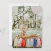 Invitation Parties scintillant rose Ballons Fille Première fê (Dos)